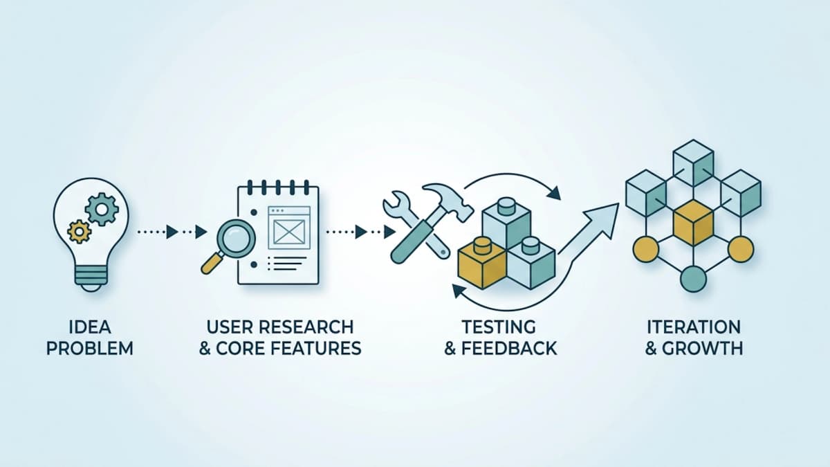 Cartoon boy looking to build his MVP