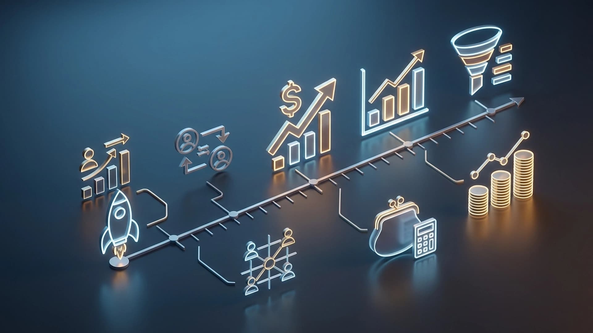 Cartoon founder reviewing MVP success metrics on a dashboard